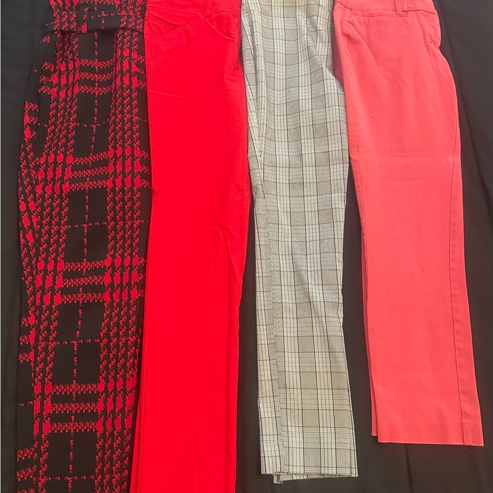 Stylish Pants Set - Red, Gray, and Pink